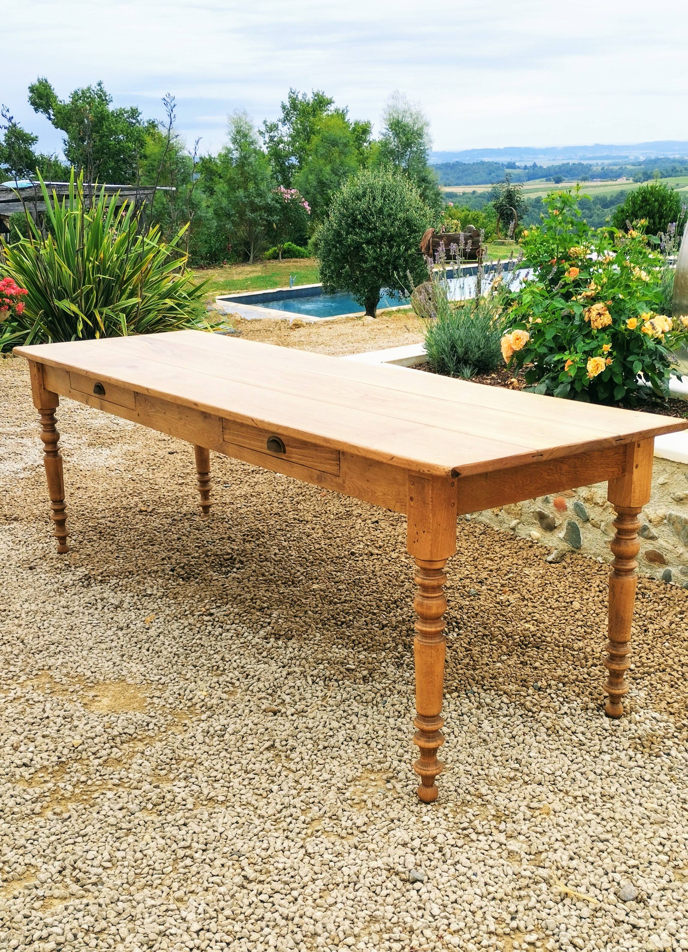 Elegant and refined 230 X 73 solid oak farmhouse table.