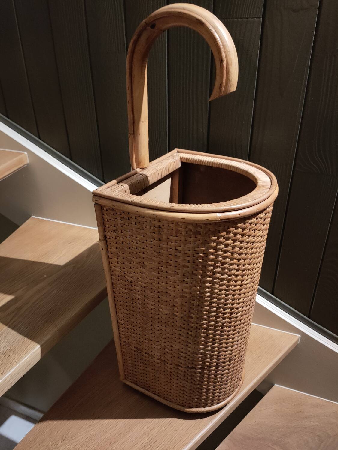 Vintage bamboo and rattan umbrella stand