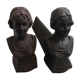 Paire chenets anciens fonte "roses de mai" cheminée antique andirons