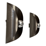 Pair of vintage wall sconces, bent steel, France, 1970