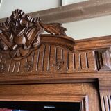 Antieke eiken houten boekenkast, vitrinekast, winkelkast, servieskast.