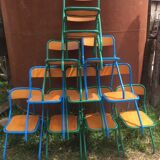 Lot of 11 school chairs from the 70
