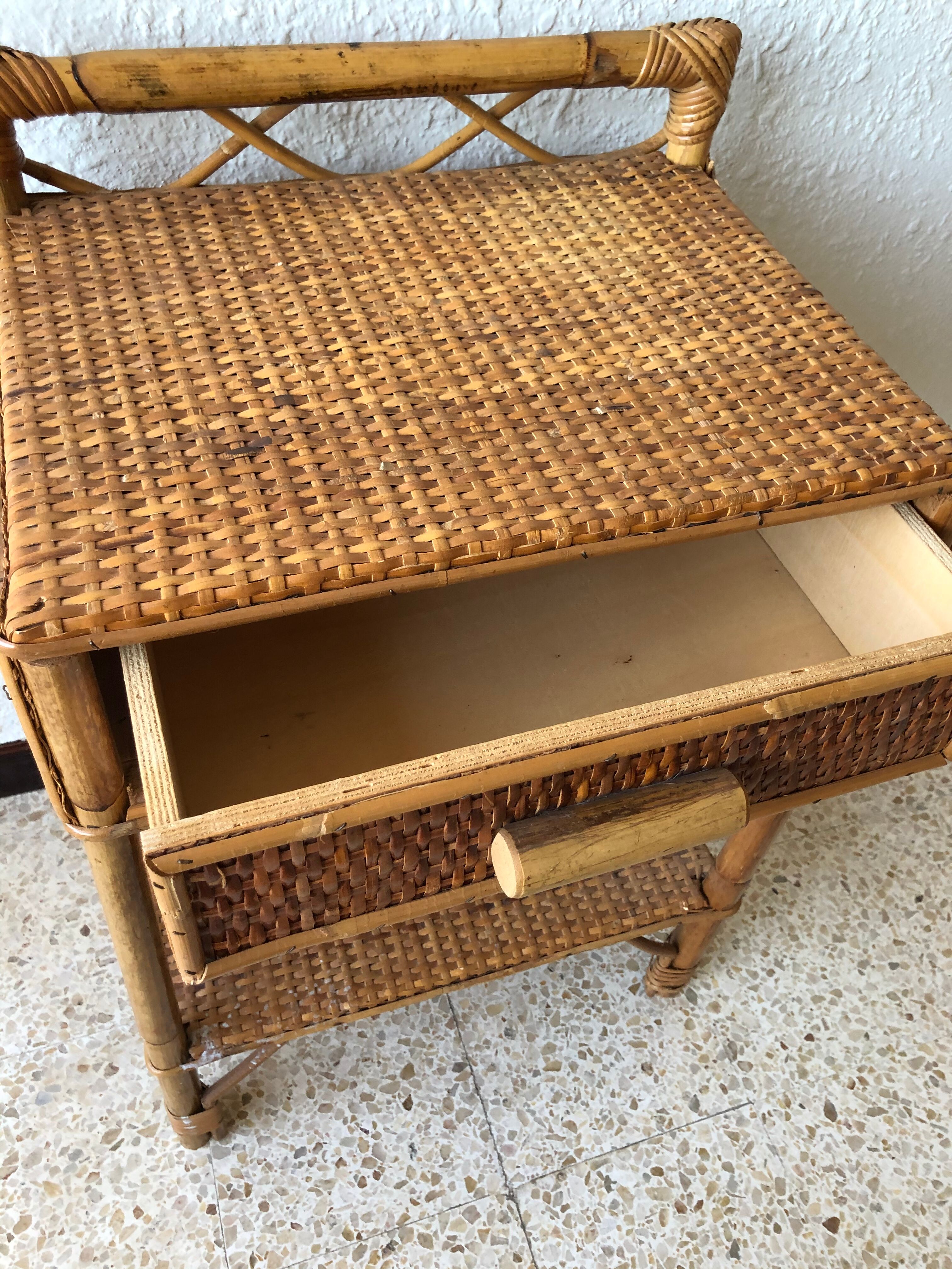 Vintage rattan nightstand