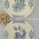Assiettes plates anciennes dépareillées en faïence terre de fer
