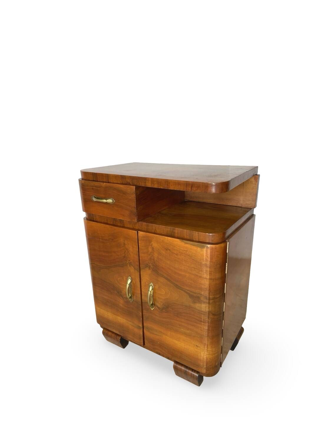 Tables de chevet Art déco italiennes en noyer, années 1940.