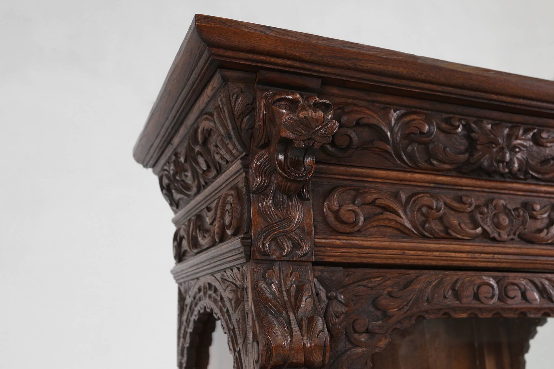 Baroque Style Display Case in Oak, Belgium, 1950s