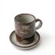 Vintage coffee service 10 pieces, 5 cups plus 5 saucers in speckled stoneware.