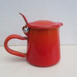 Enamelled sheet metal pot with vintage lid