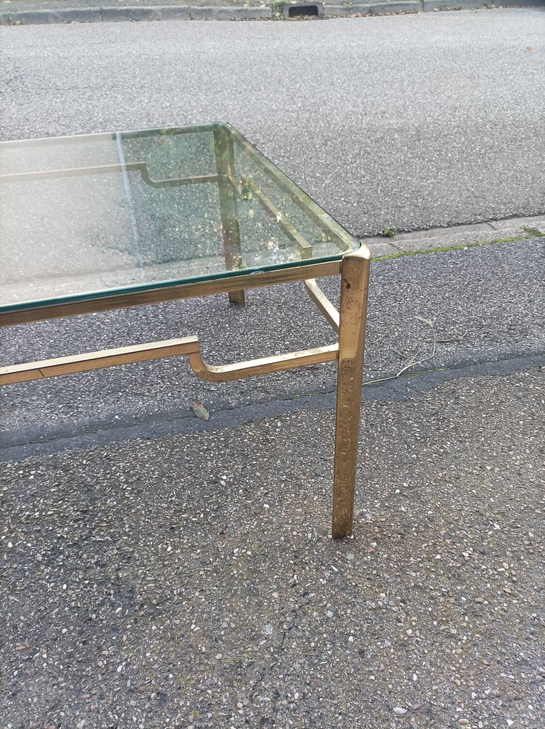 Bronze and glass coffee table