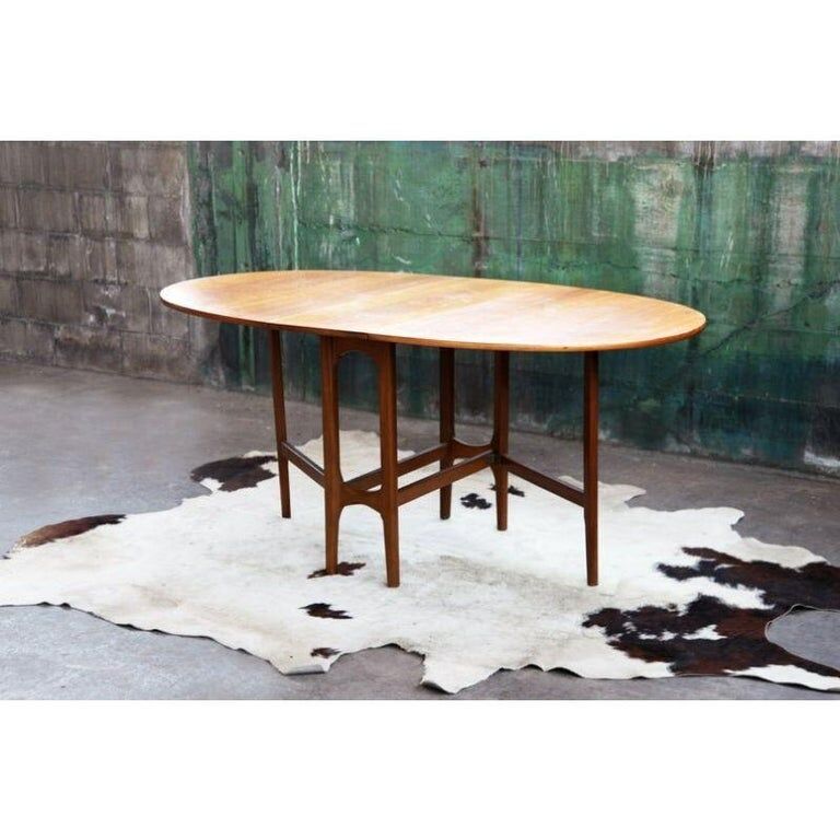 Modern mid-century teak oval lid table Denmark