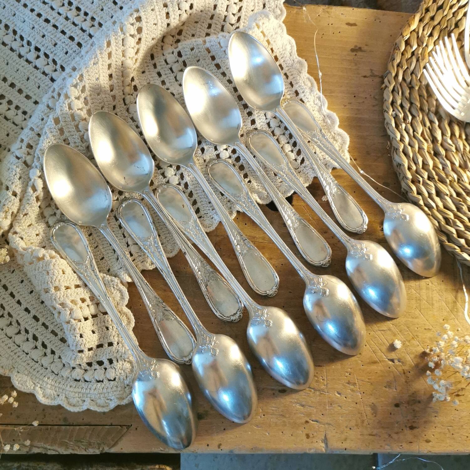 Ercuis 12 antique silver-plated spoons 1910