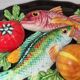 Assiette barbotine vallauris poissons de 1970