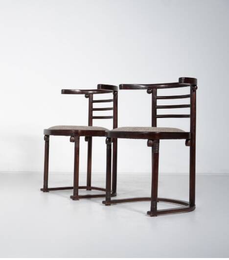 Set of 2 armchairs designed by Joseph Hoffman, Fledermaus