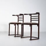 Set of 2 armchairs designed by Joseph Hoffman, Fledermaus