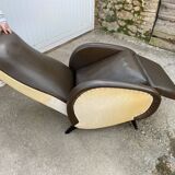 Vintage 50 faux leather reclining lounge chair with footrest