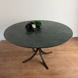 Round dining table – green marble & wrought iron