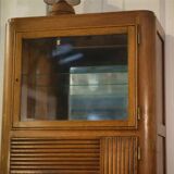 Solid oak display cabinet in the style of Charles Dudouyt, 1950s