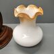 Paire d'appliques murales art-déco ~ verre opalin teinté ~ bois sculpté ~ France ~ 40's