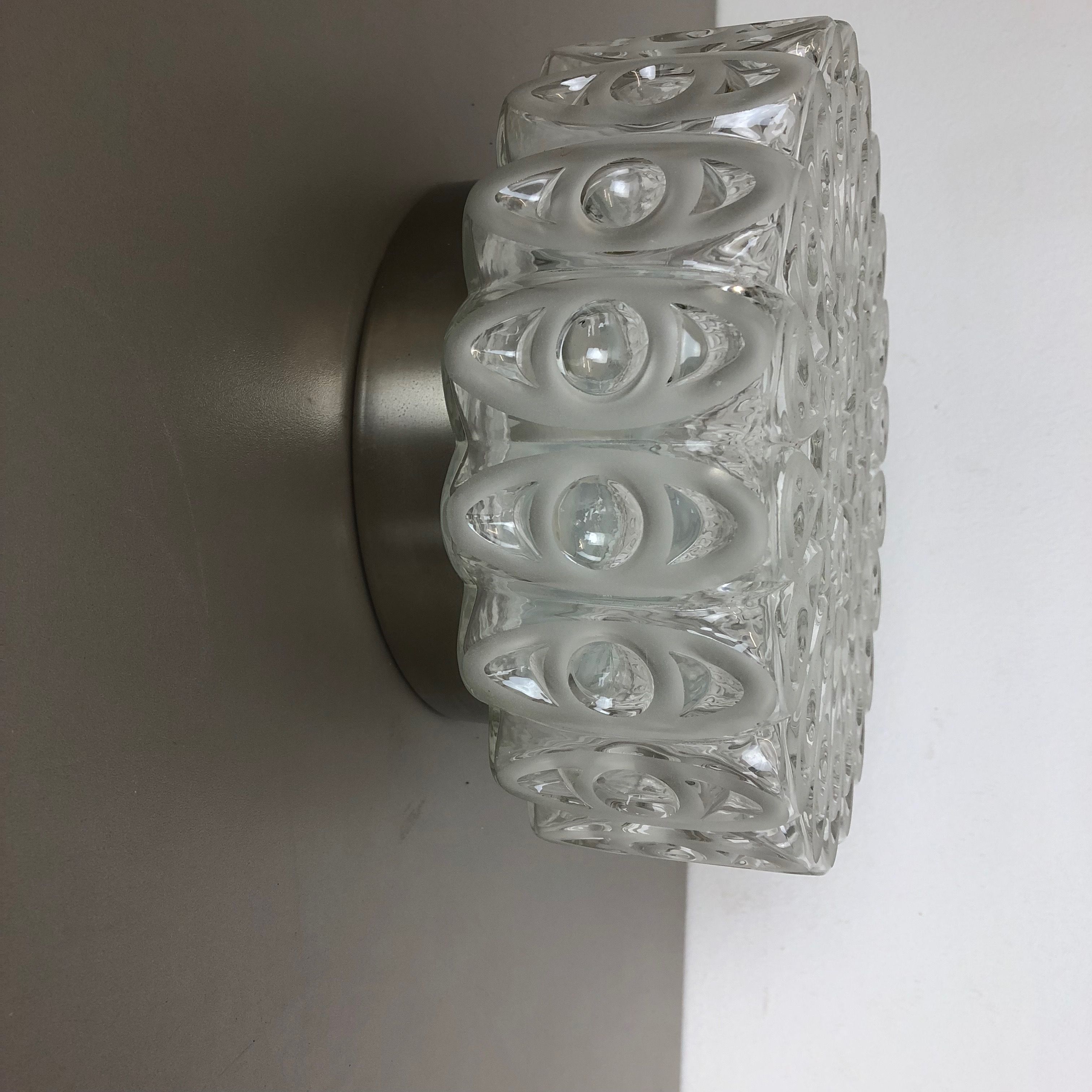 Modernist Floral Glass Wall Light Sconce Made by Hillebrand, Germany, 1970s