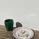 Quimper plate signed with rooster decoration in yellow enamelled ceramic old