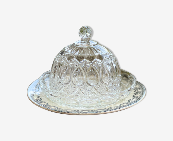 Plat et cloche en cristal