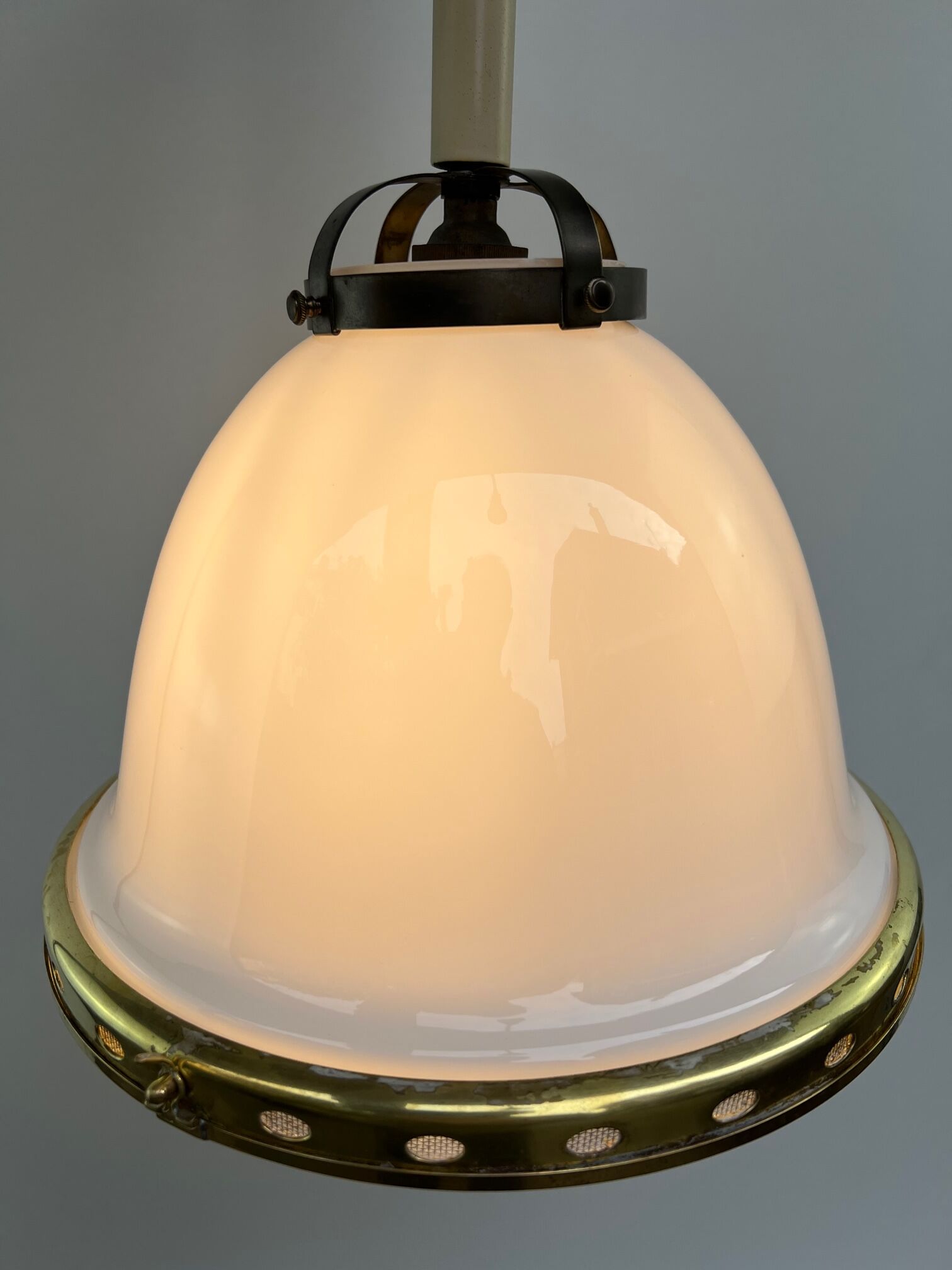 Chandelier 1920 opaline and frosted glass brand bag paris