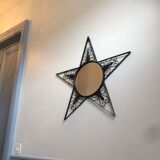 Miroir rond en fer forgé à forme d'étoile