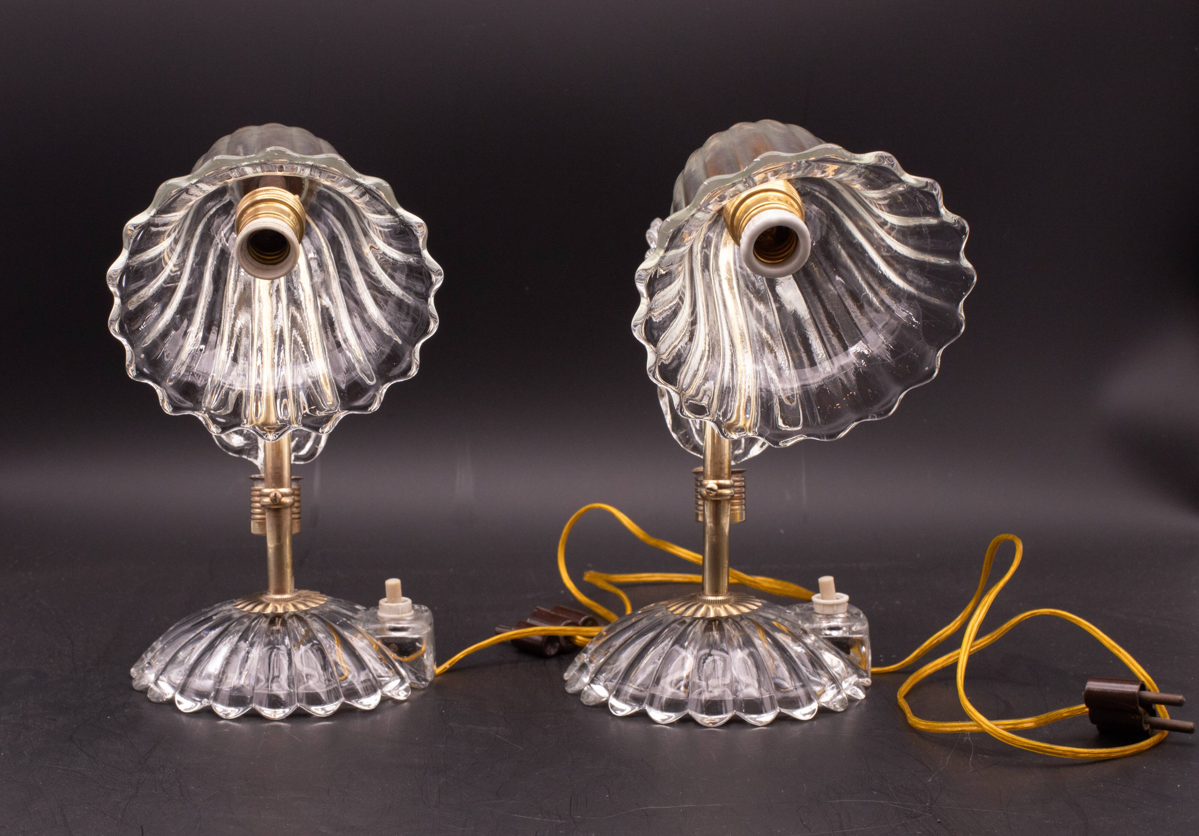 Set of 2 Art Decò Murano Glass Barovier e Toso style Table Lamp, 1940