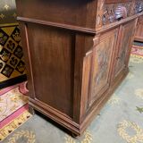 Carved walnut vanity