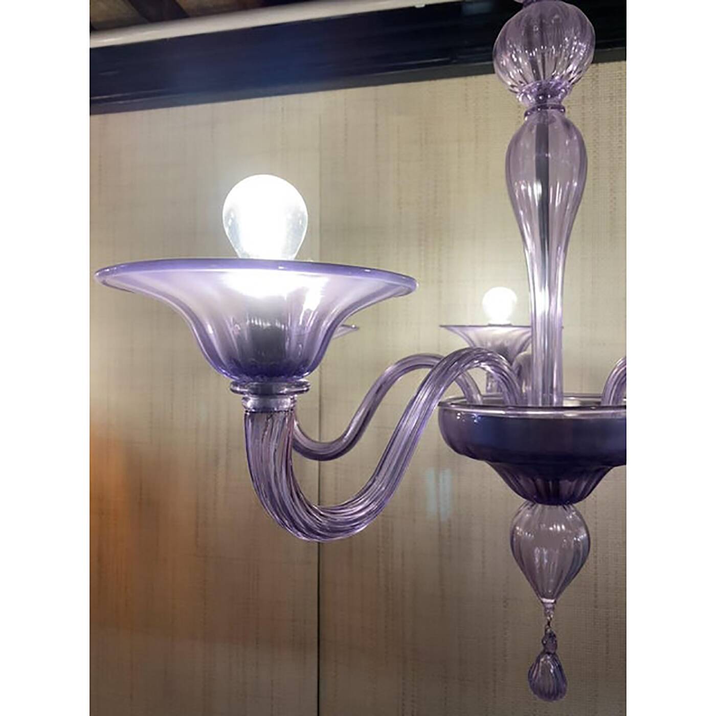 Italian Handmade  Glass Chandelier in Light Violet
