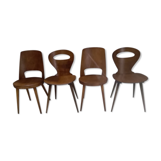 Suite of 4 chairs by Baumann model Mondor and Seagull 1960