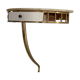 Floating wall console with drawer, brass body and marble top, 1960s, Italy