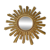 Miroir Soleil Sunburst œil de sorcière en résine doré style mid-century
