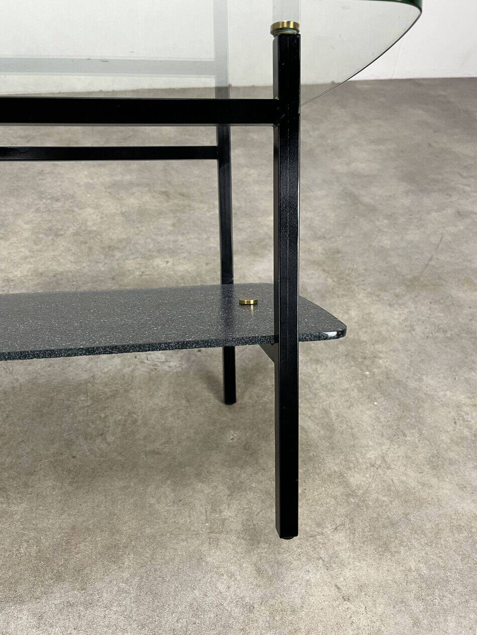 1950s coffee table in metal and glass