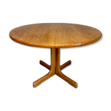 Antique round Scandinavian dining table from the 70s with 1 solid wood extension