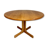 Ancienne table repas ronde scandinave année 70 avec 1 rallonge bois massif