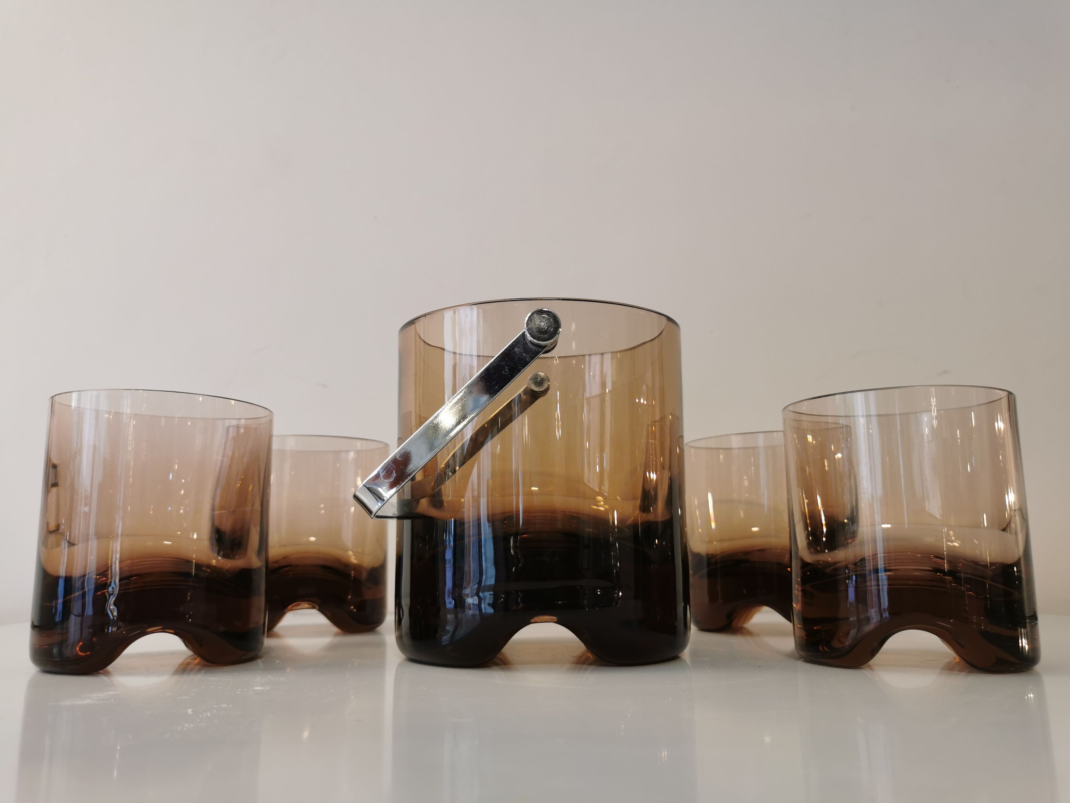 Vintage whisky service in 70s blown glass