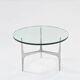 Knut HESTERBERG Round coffee table in glass and polished aluminium