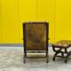Original English Chesterfield Wingback Chair & Matching Footstool