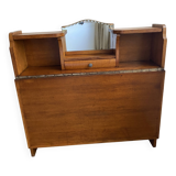 Wooden console table / vintage folding desk with mirror and small drawer