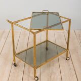 Mid-century italian brass bar cart with portable tray, 1960s