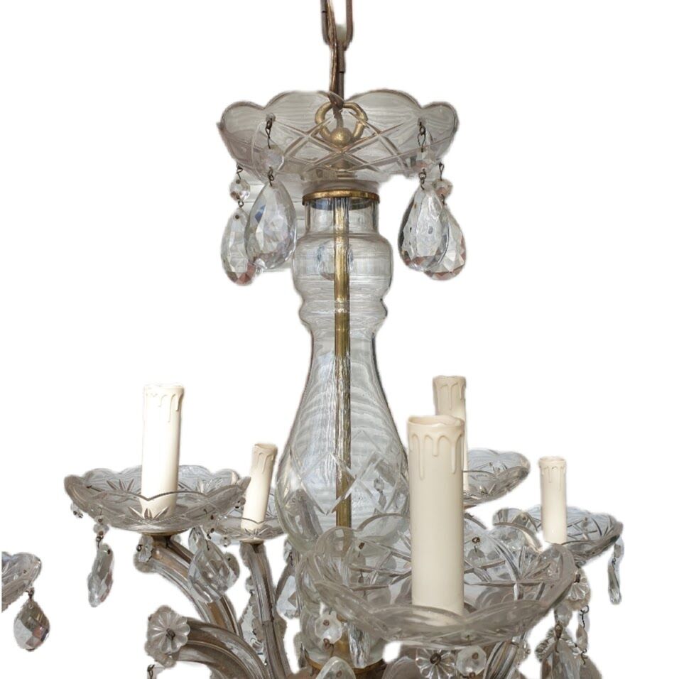 Murano style chandelier with six arms of light and nine lamps