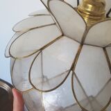 Lotus flower suspension in mother-of-pearl and brass