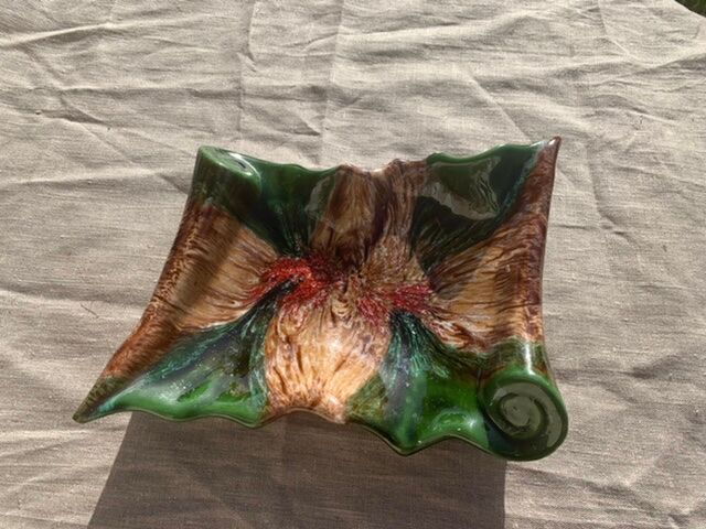 Vintage vallauris style glazed ceramic fruit cup