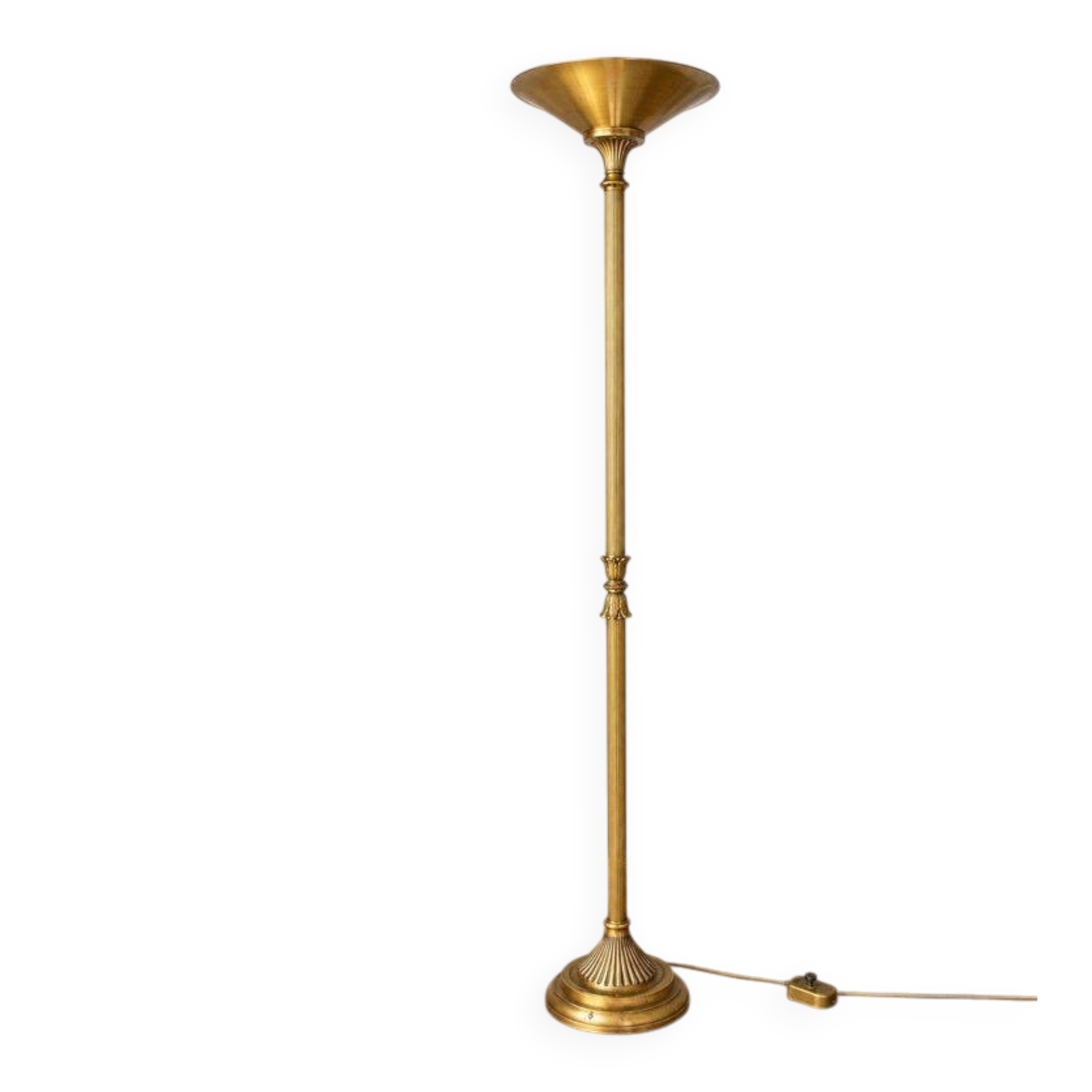 Lampadaire vintage en laiton doré – style néoclassique – torchière