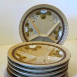 6 assiettes à compartiments Sarreguemines en grès