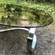 Coffee table smoked glass and chrome metal foot