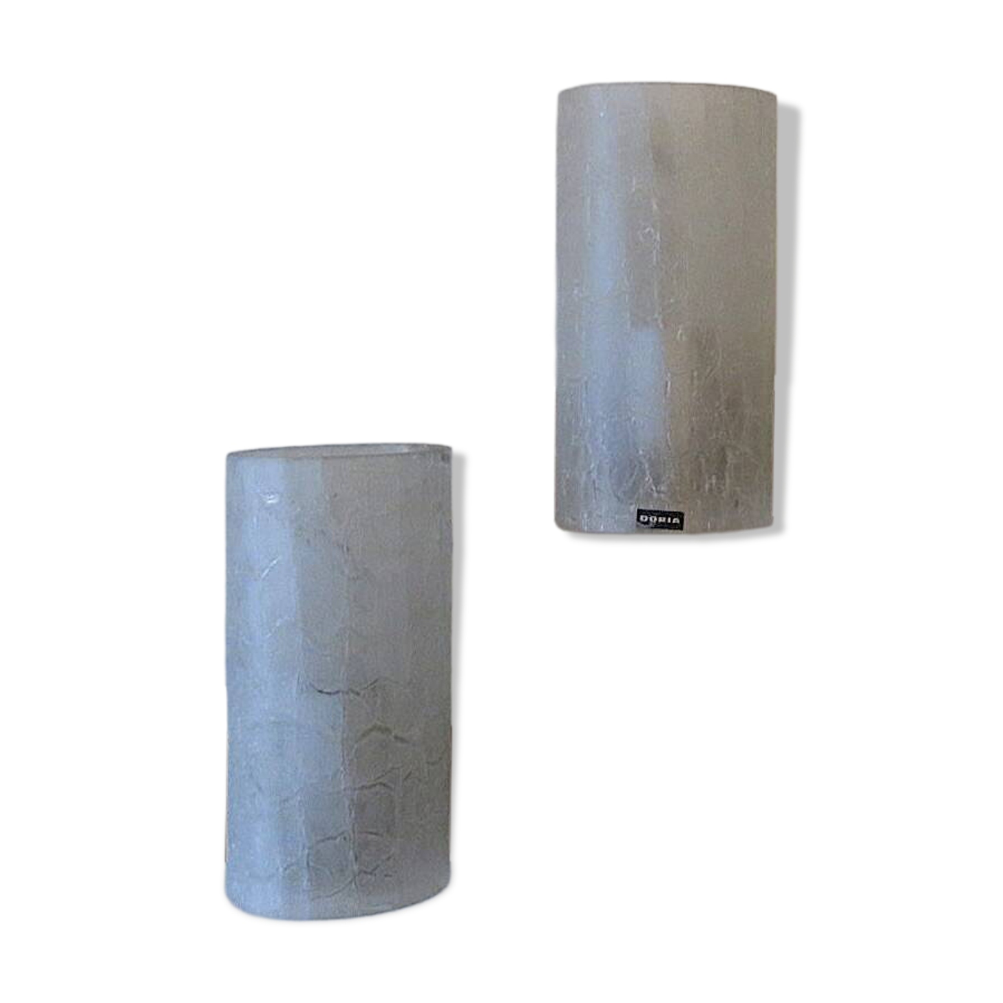Pair of Doria Leuchten frosted crackled glass and teak wall lights, 1960s