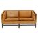 Two-seater caramel brown leather sofa The Moderns