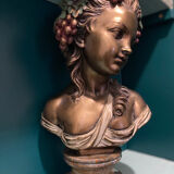 Sculpture, bust of a young woman / bacchante - 45 cm - Bronze